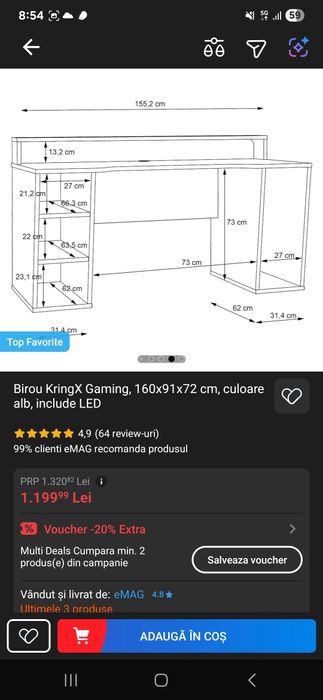 Birou KringX Gaming cu RGB