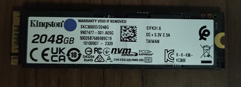 2tb Kingston(skc3000d)Gen 4.4/7000mb.s/Nvme m.2/Pci ex 4.0/100% здоров