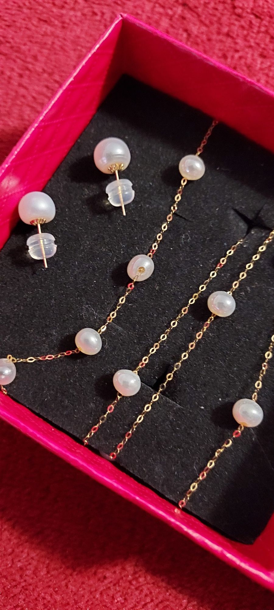 Set aur 18k cu perle naturale albe