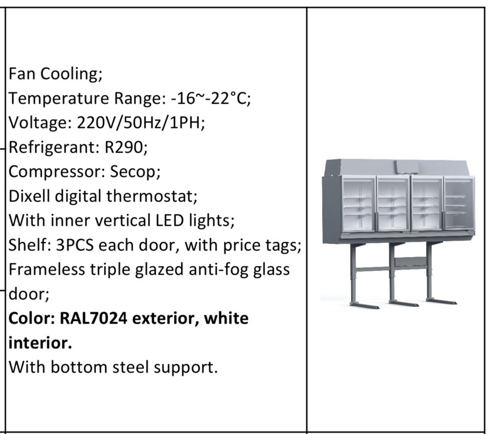 Dulap congelare - refrigerare TOP 4DF 250 cm / NOU