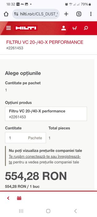 Hilti Filtru Aspirator  VC 20-/40-X performance Umed / Uscat Original