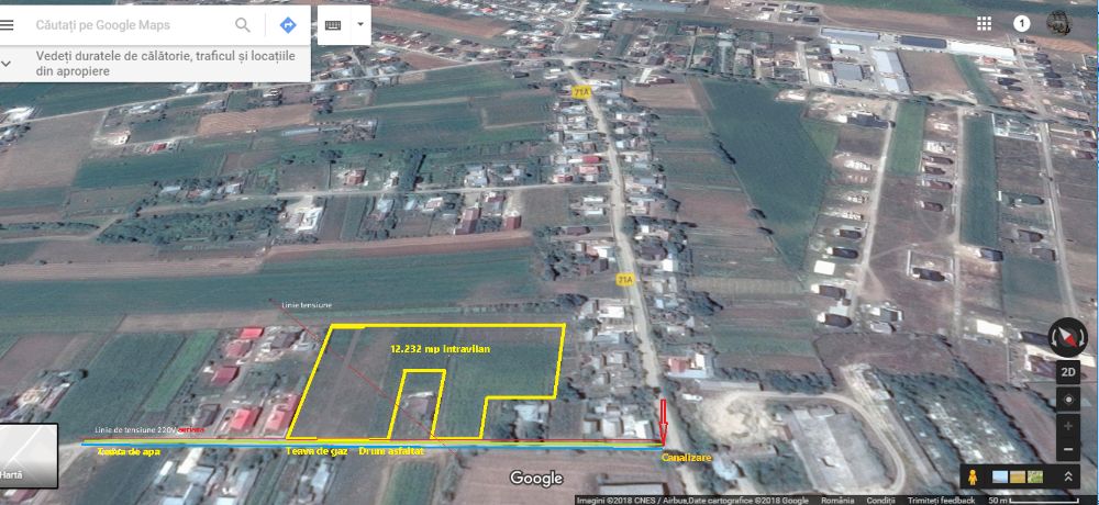 Teren Moara parcelabil 10.000mp drum asfaltat curent,apa,gaz