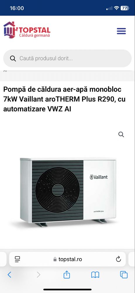 Pompa de caldura Vaillant R290