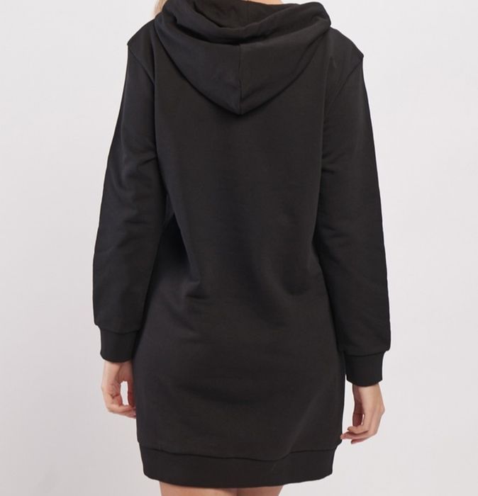 Rochie cu gluga si imprimeu logo, Negru, Marime L