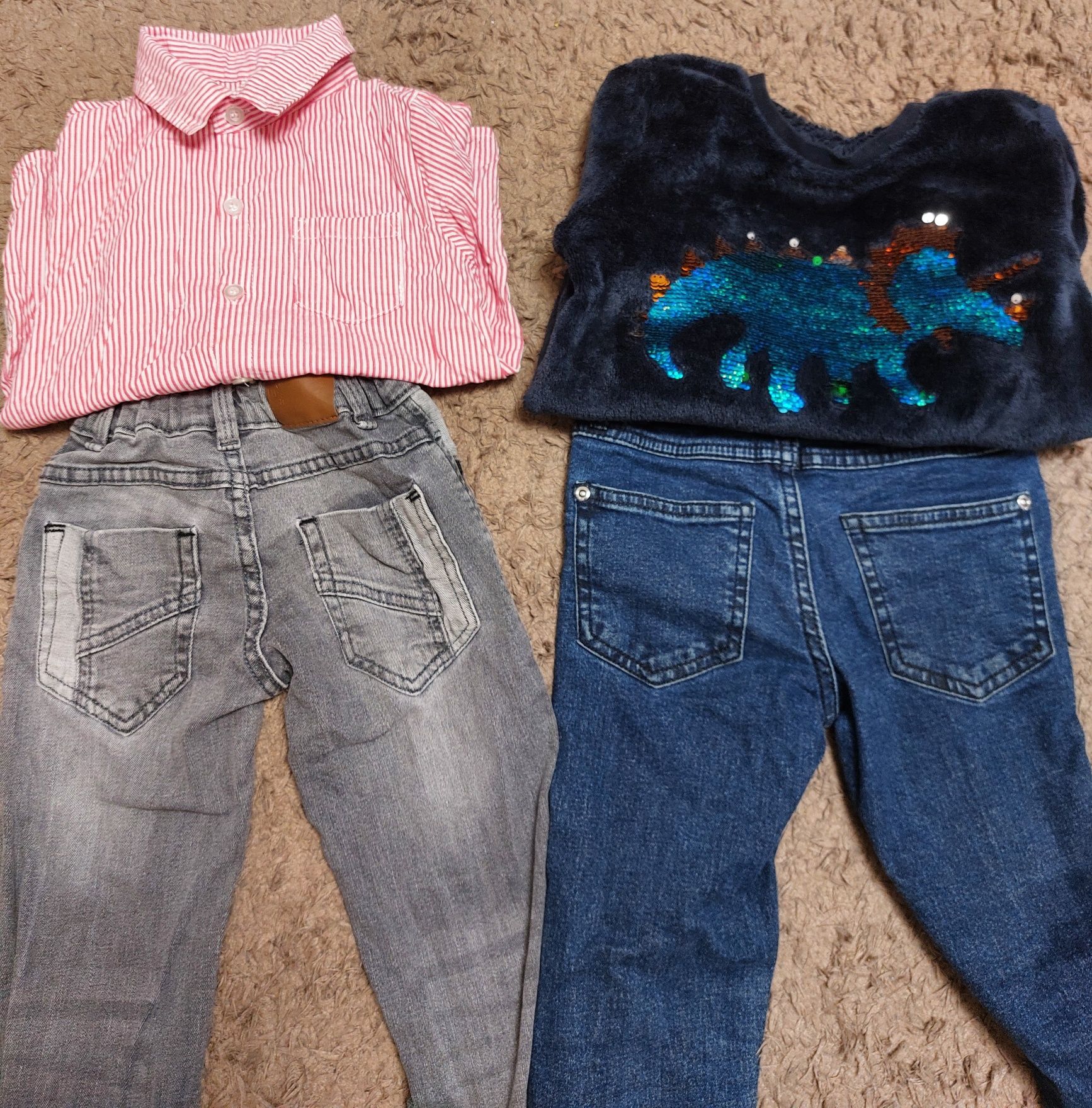 Set haine 2x blugi+bluza+camasa,marime 110/116