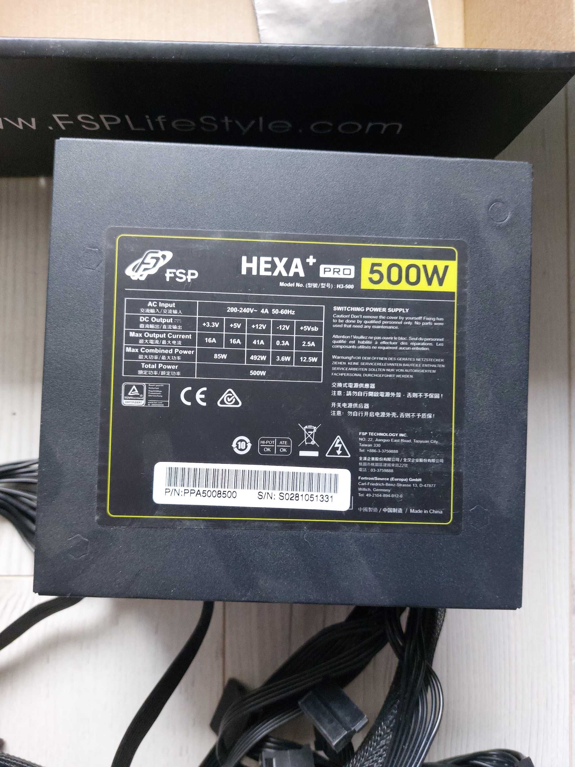 Захранване за компютър FSP Group HEXA+ Pro 500 (H3-500), 500W, 80 Plus