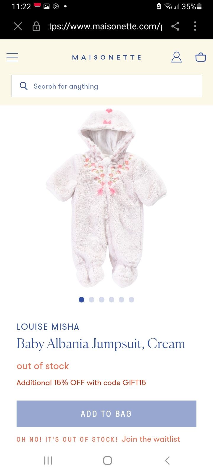 LOUISE MISHA overall/ combinezon Albania crem brodat.