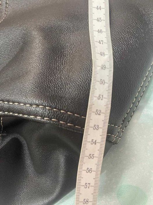 Geaca lunga din piele maro, matlasata - XL