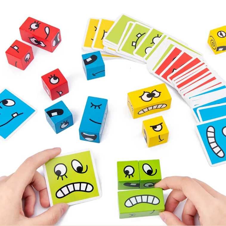 Joc interactiv, Puzzle cu expresii faciale, Cuburi multicolore
