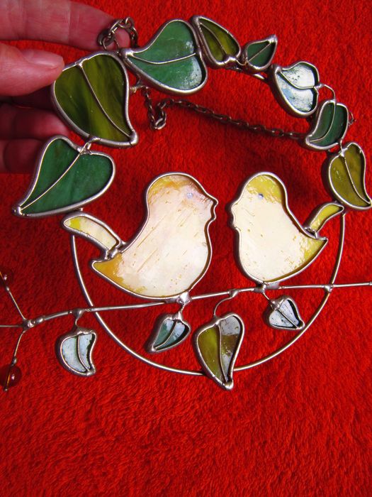 cadou rar Suncatcher Păsărele sticla vitralii  stil Tiffany Art Deco