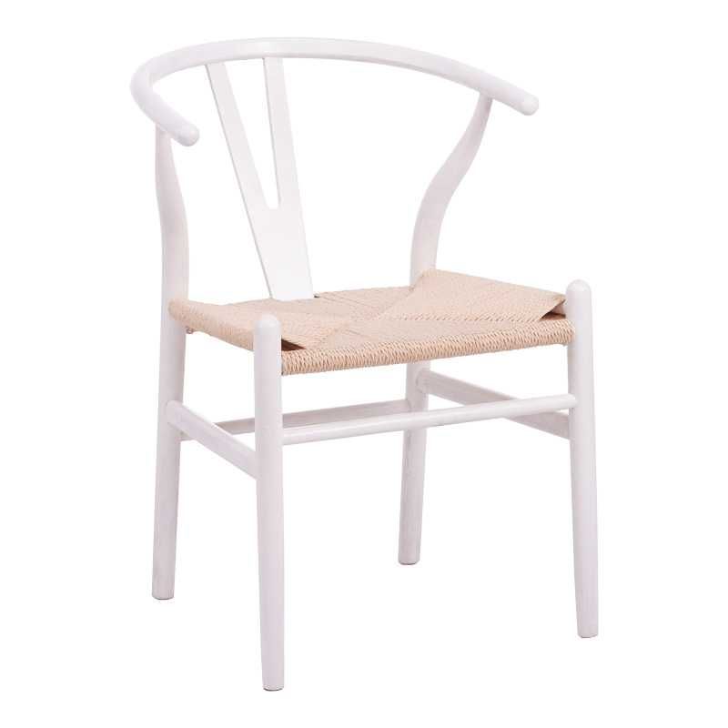 Стол, Wishbone chair, Бял, Черен, Натурален, Дърво, 60х51х80см.