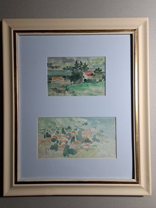 Pictură, acuarelă,"2 peisaje",Minu Movilă(n.1956).
