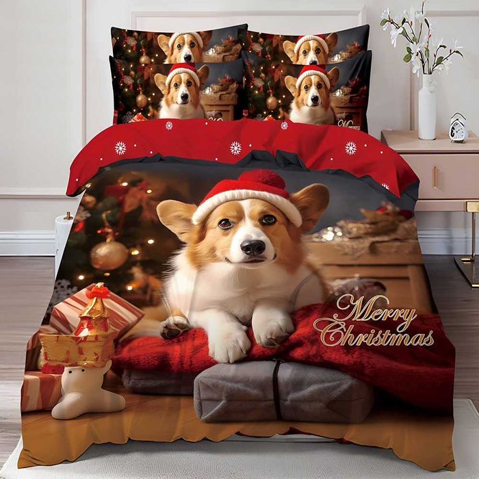 Двулицево коледно спално бельо (Реално изображение), 6 части