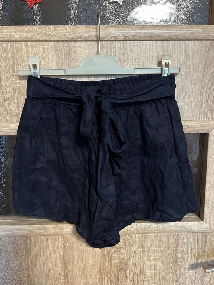 Дамски къси ленени панталони с Zara, с пайети H&M