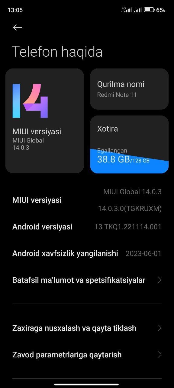 Redmi not 11 telefoni