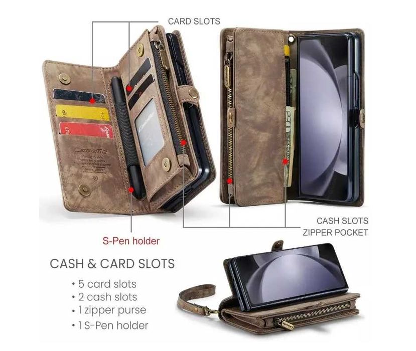 Husa premium lux flip carte+Folie SAMSUNG Galaxy Z Fold4 5 6 7 diferit