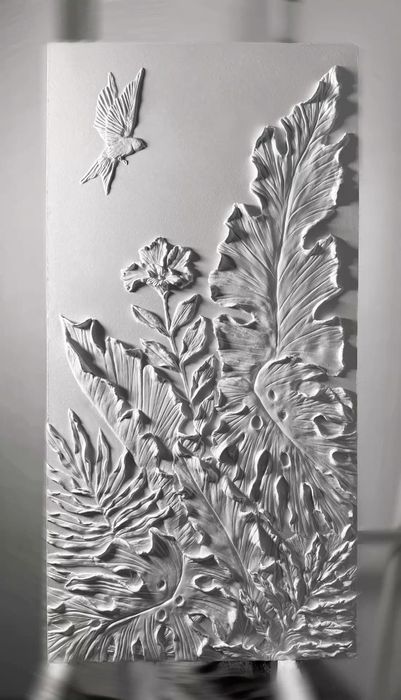 Барельеф.Скала.Объемное гипсовое панно. Скульптор.