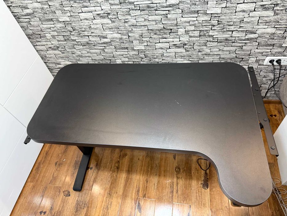 Blat de birou din PAL, Negru cu colturi rotunjite