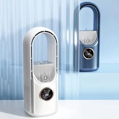 Овлажнител и въздушен охладител, преносим, ​​бял LED, сензорен екран