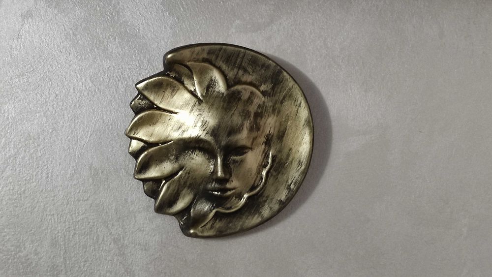 Tablou decorativ Soare și Lună - lucrat manual, stil boho-antichizat