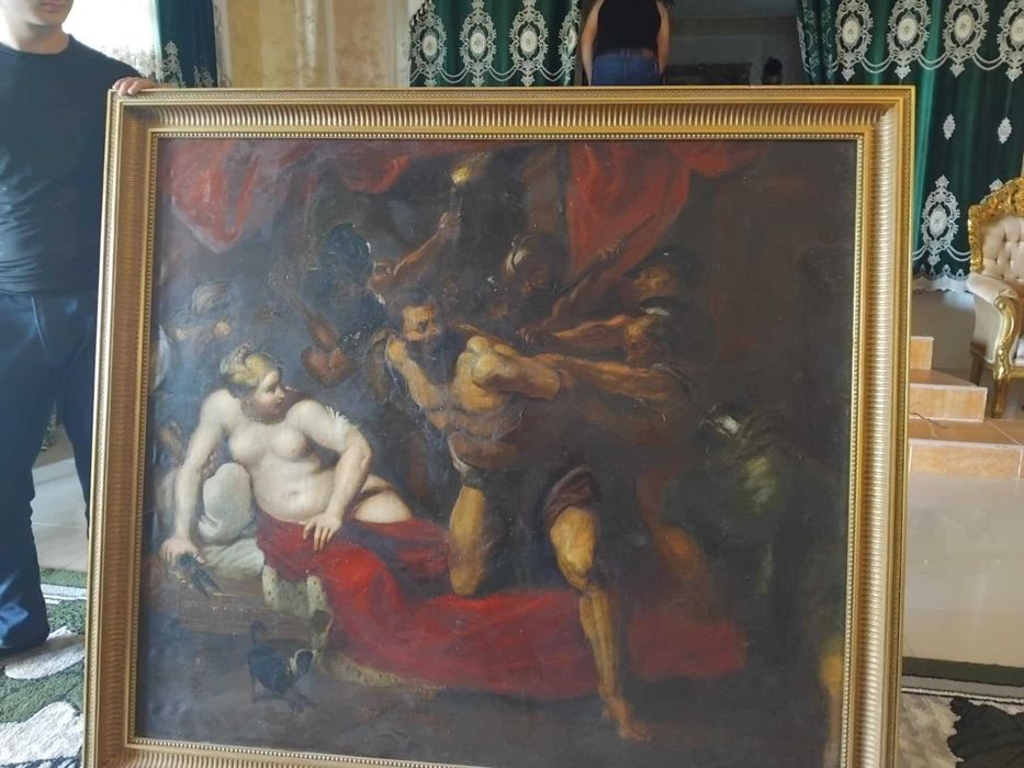 De vanzare 4 tablouri pictate in ulei pe panza cu rama originala
