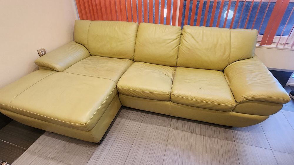 Ъглов диван естествена кожа
