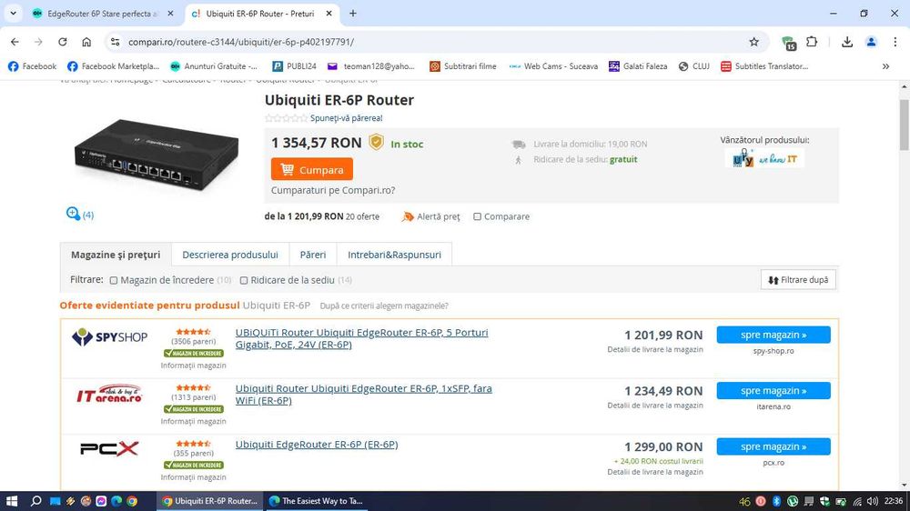 EdgeRouter 6P Stare perfecta numai predare personala