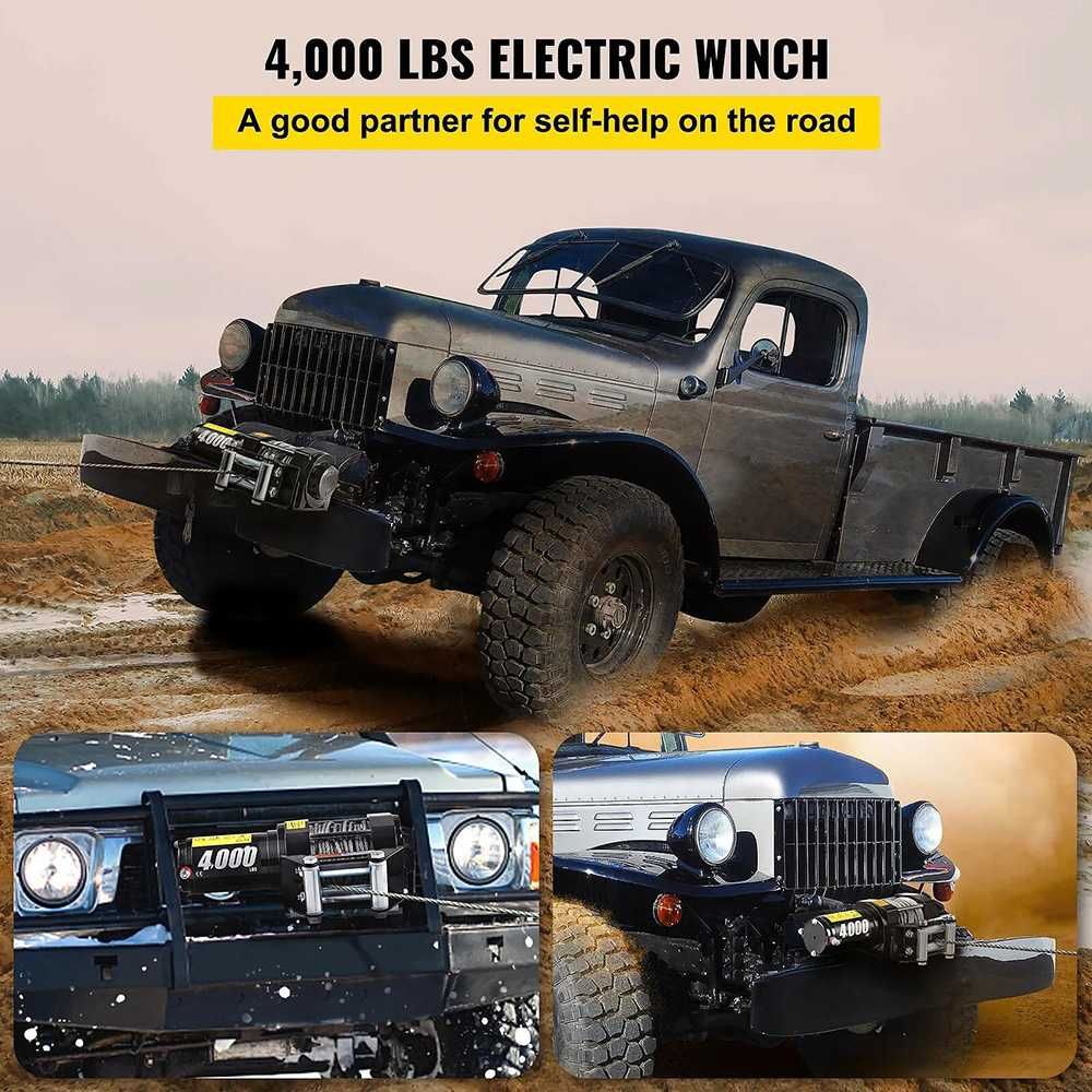Лебедка 4000LBS, с дистанционно, 12V, до 1.85 тона