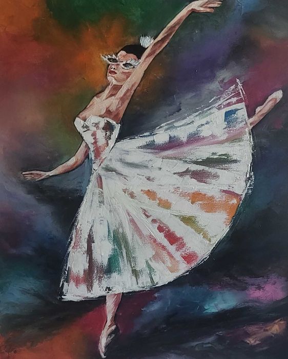 Pictura mare ulei, tablou nou, "Balerina ", pictor roman consacrat