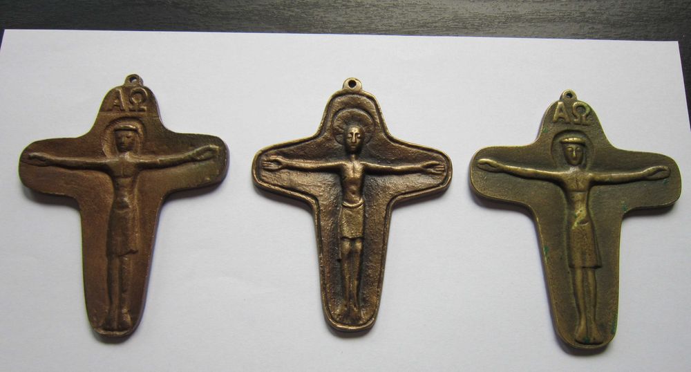 cadou rar Cruce Alfa & Omega bronz masiv Weinert vintage Germania 1960