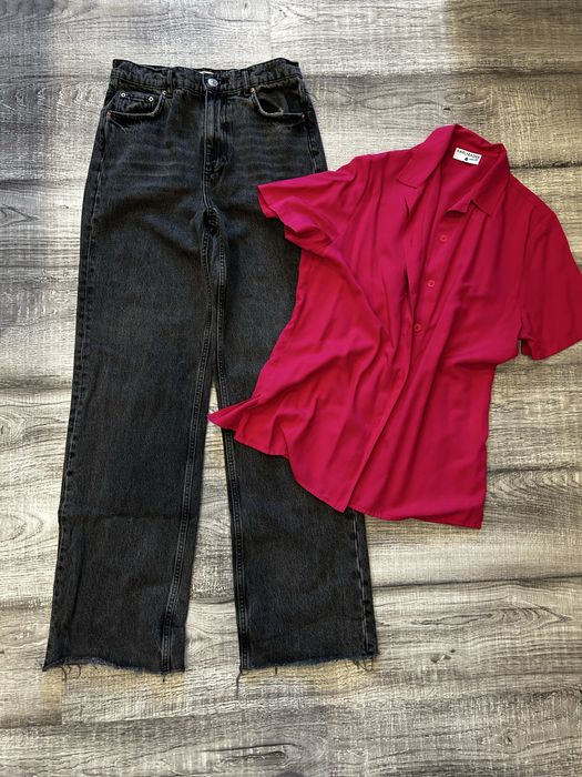 Лот дънки с широк крачол и риза