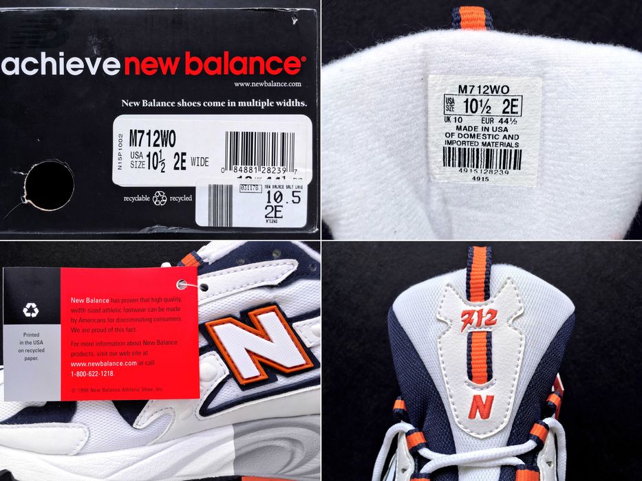 VINTAGE 1998 Made in U.S.A. New Balance® 712 Runners — 10½ 2E (28.5)