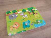Puzzle din lemn cu animale din jungla pentru copii mici