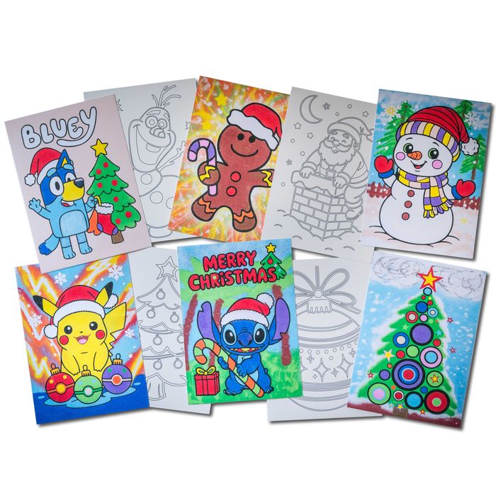 Pictură cu nisip colorat *Christmas Pack* - 10 planse, 14 culori