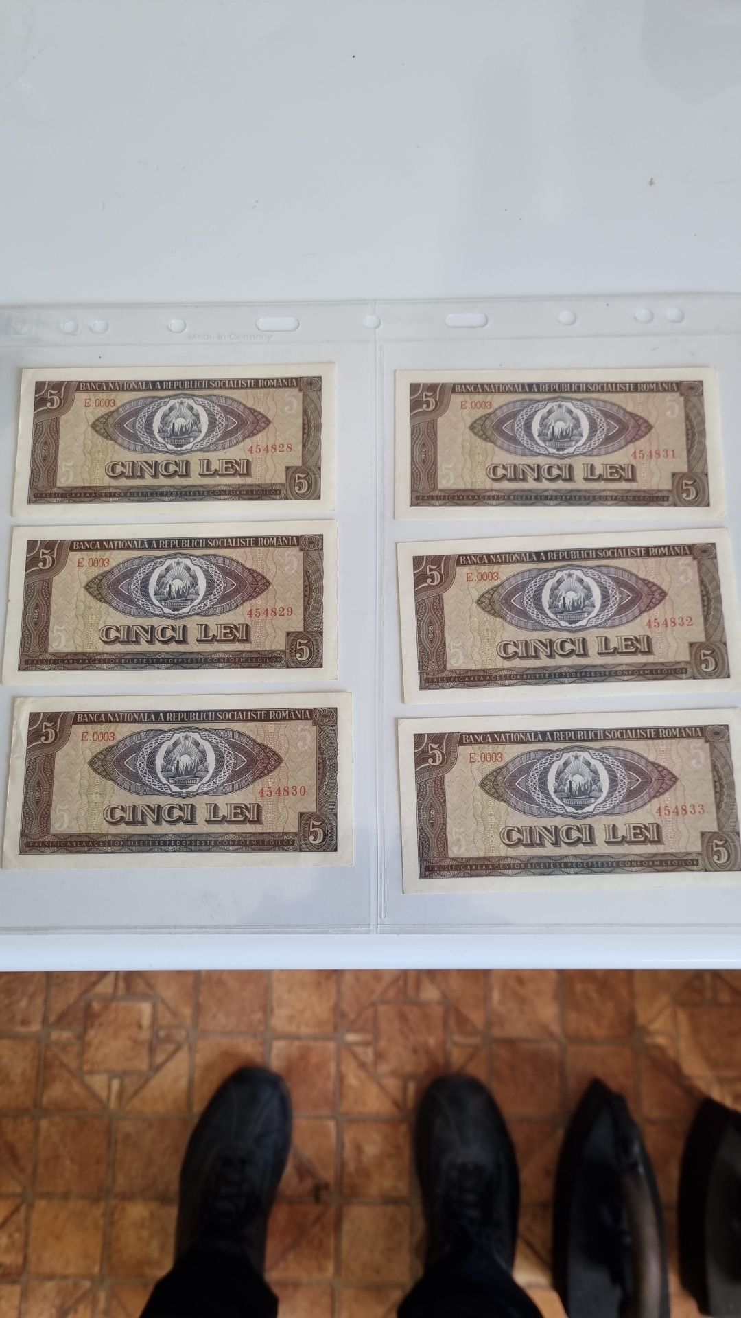 5 lei 1966 sase bancnote seri consecutive