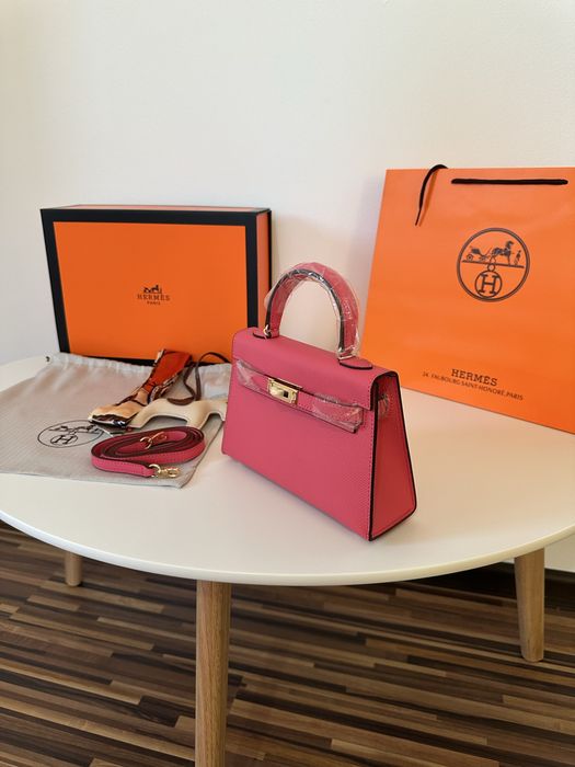 Geanta Hermes Kelly 19cm Roz