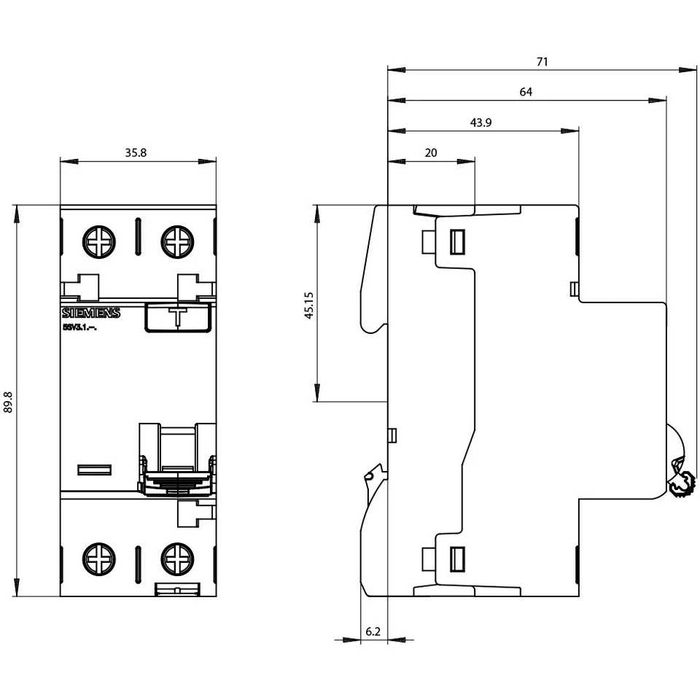 Întrerupător de curent rezidual SIEMENS 5SV3312-6KL -25A 230V,sigilat