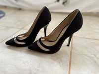 Pantofi eleganti cu toc de piele negri 38