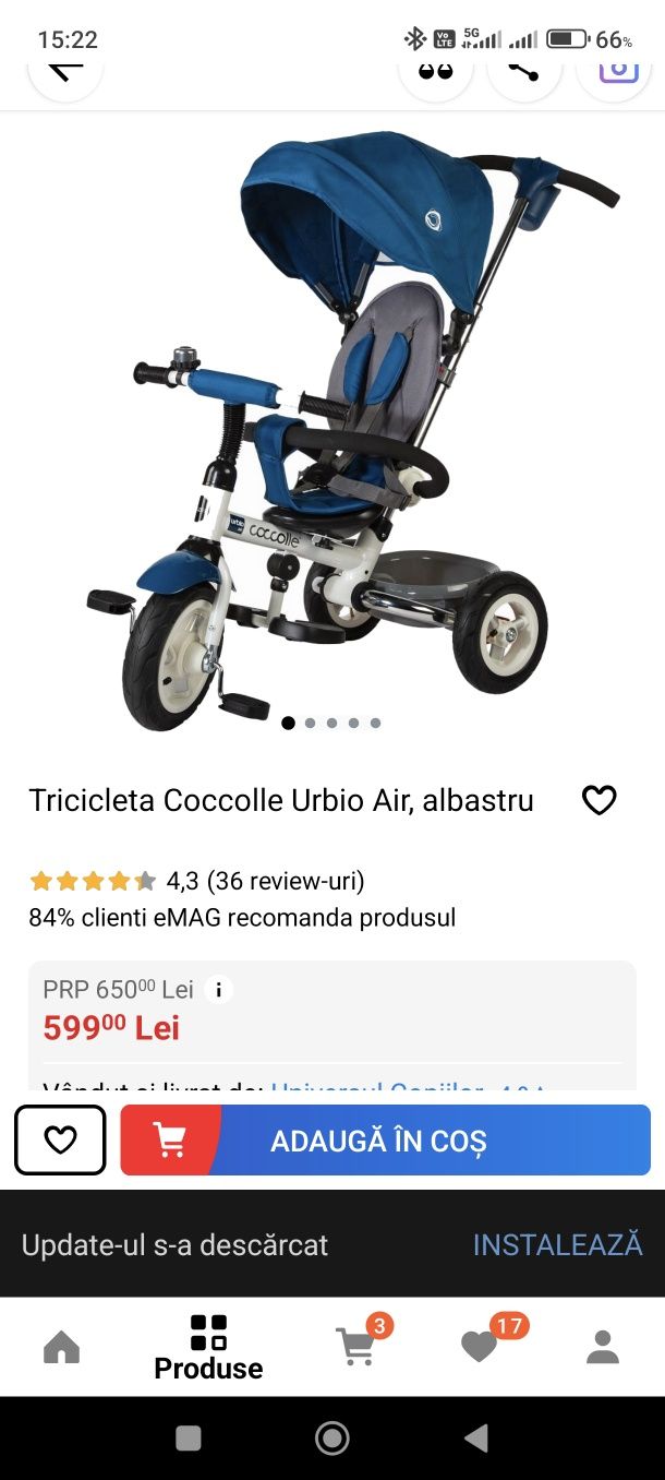 Vând tricicleta Coccolle Urbio aproape noua
