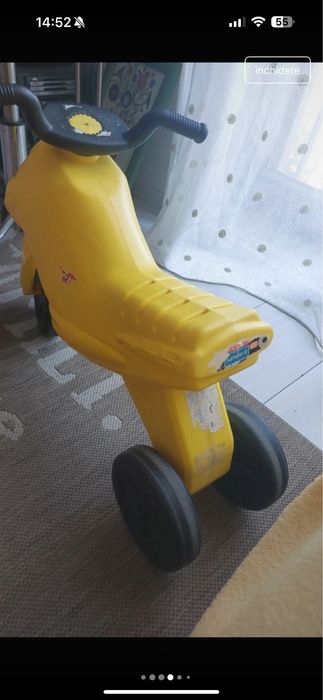 Bicicleta tricicleta copii platic galbena