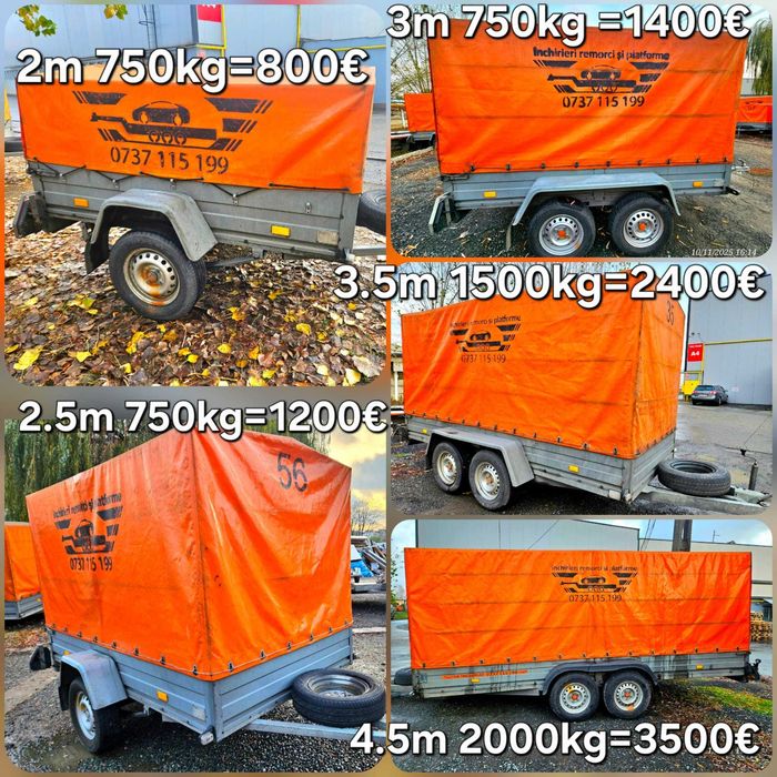 remorca 750 Rydwan remorci cu 1 sau 2 axe