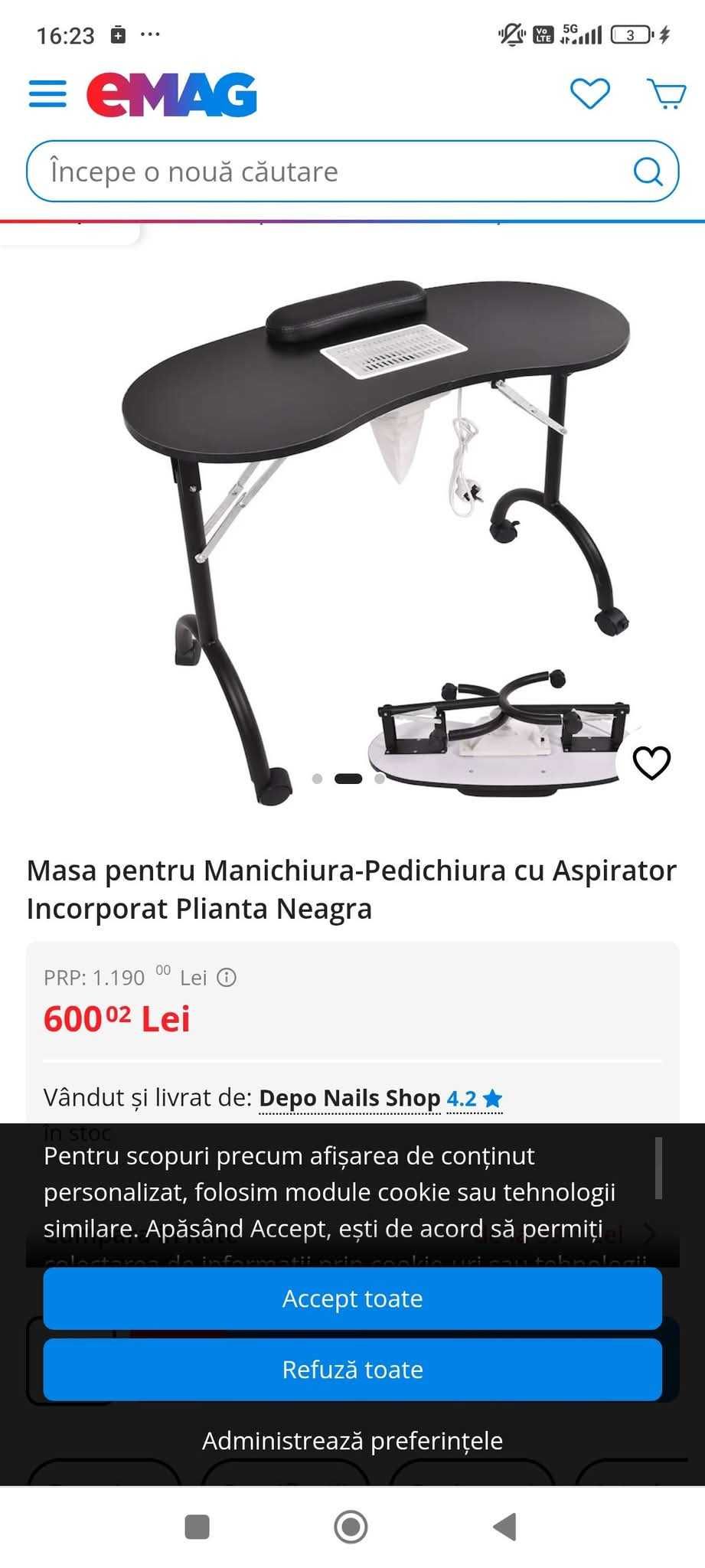 Masa de unghii cu aspirator