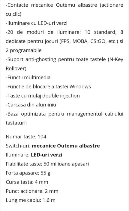 Tastatura mecanica gaming Genesis Thor 300