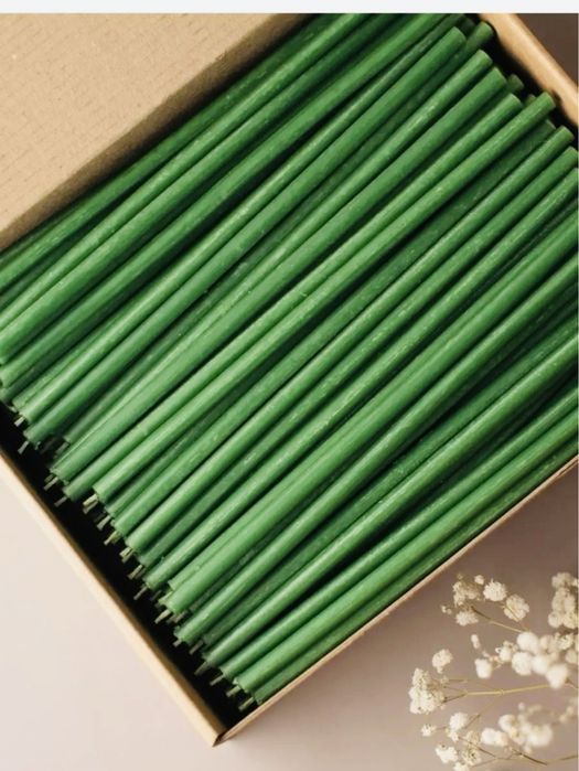 Свечи восковые зеленые