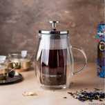 Infuzor din sticla, transparent, pentru cafea, ceai si lapte, 350ml,