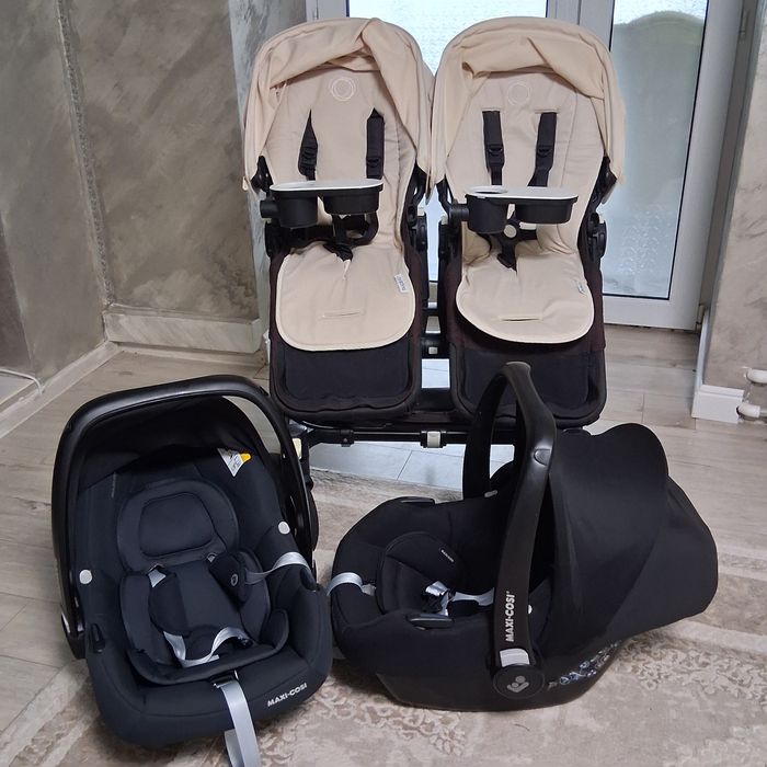 Carucior gemeni bugaboo donkey + scaune auto maxi cosi