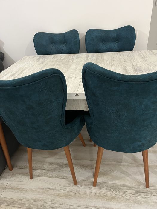 Set Masa Extensibila cu 6 scaune, Lord Modella Turcuaz, 170x80x77cm