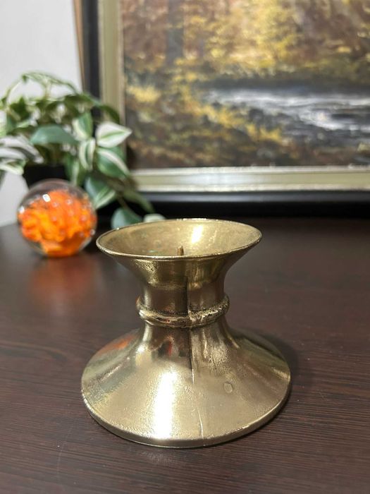 MA058 Sfesnic masiv de bronz 350g 8cm diametru lumanare si 12 cm baza