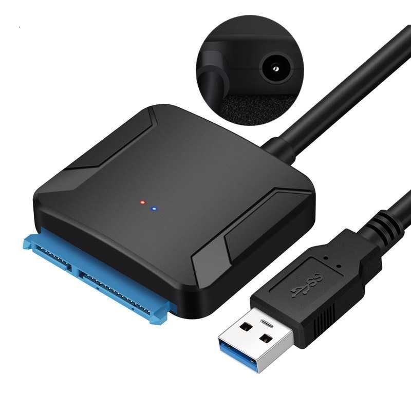 USB 3.0 към SATA кабел за 2.5” и 3.5” HDD и SSD + захранване
