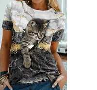 Tricou dama cu imprimeu pisica nou diferite marimi